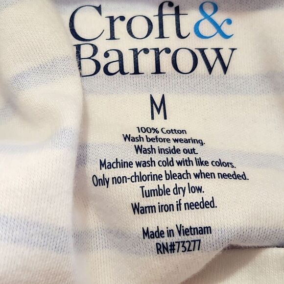 Croft Barrow Top Size Medium Striped 100% Cotton Mock Neck Longsleeve - Picture 5 of 7